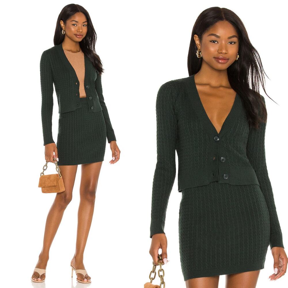 One Grey Day Emilia Cardigan Hunter Green